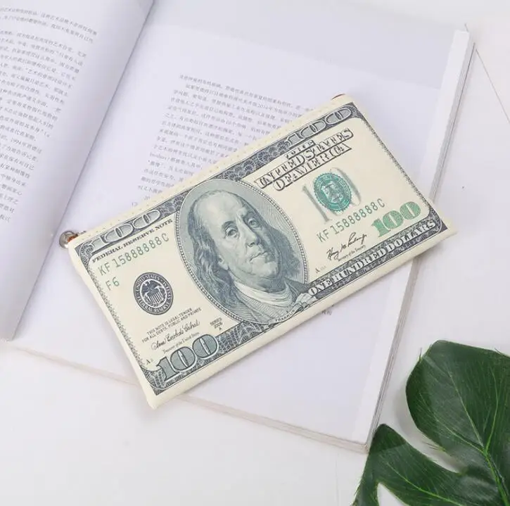 Длинный кошелек с рисунком валюты, кошелек для монет на молнии, кошелек для хранения, посылка, доллар, Стерлинговое Серебро, евро, рубль, стильный кошелек - Цвет: 1