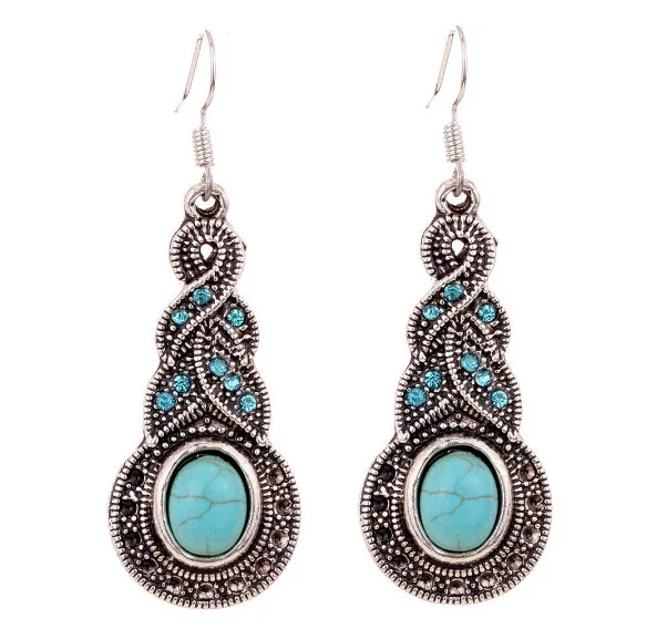 Очаровательная ретро-модель моделирование бирюзовый ожерелье голубой кристалл