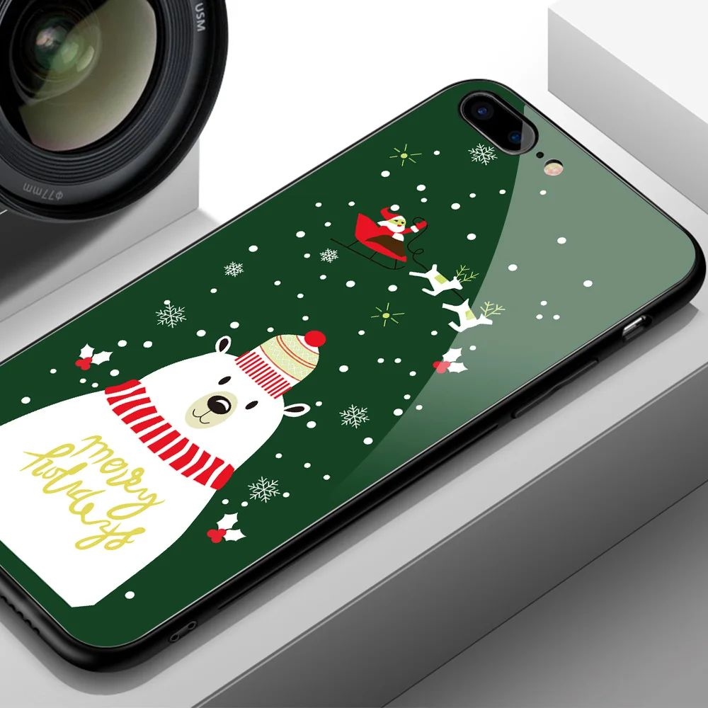 Чехол Finder для рождественских iPhone XS, чехол, новогодний олень, закаленное стекло, задняя крышка, 7 Plus, чехол для iPhone 6, 6s, 7, 8 Plus, XS Max, XR X