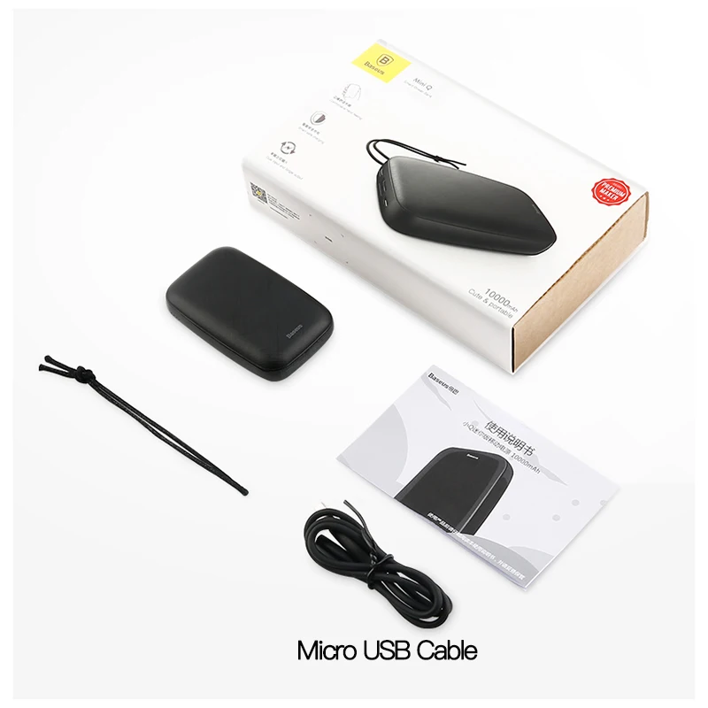Baseus 10000 мАч mi ni power Bank для iPhone samsung Xiaomi mi портативное зарядное устройство повербанк внешний аккумулятор power bank