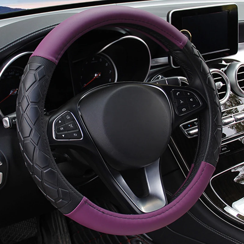 Нескользящий чехол рулевого колеса автомобиля из искусственной кожи 5 цветов 38