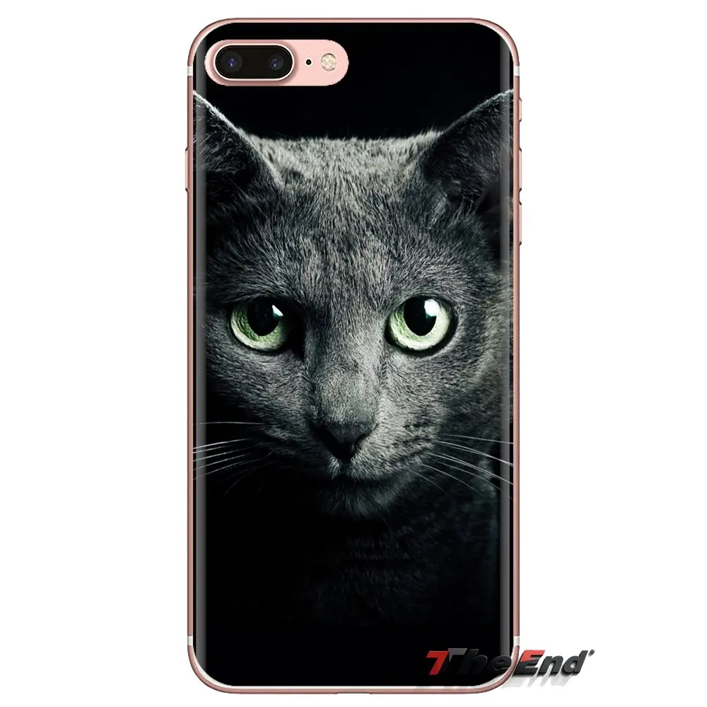 Soft TPU Phone Case pet russian blue cat green eyes For Xiaomi Mi4 Mi5 Mi5S Mi6 Mi A1 A2 5X 6X 8 9 Lite SE Pro Max Mix 2 3 2S |