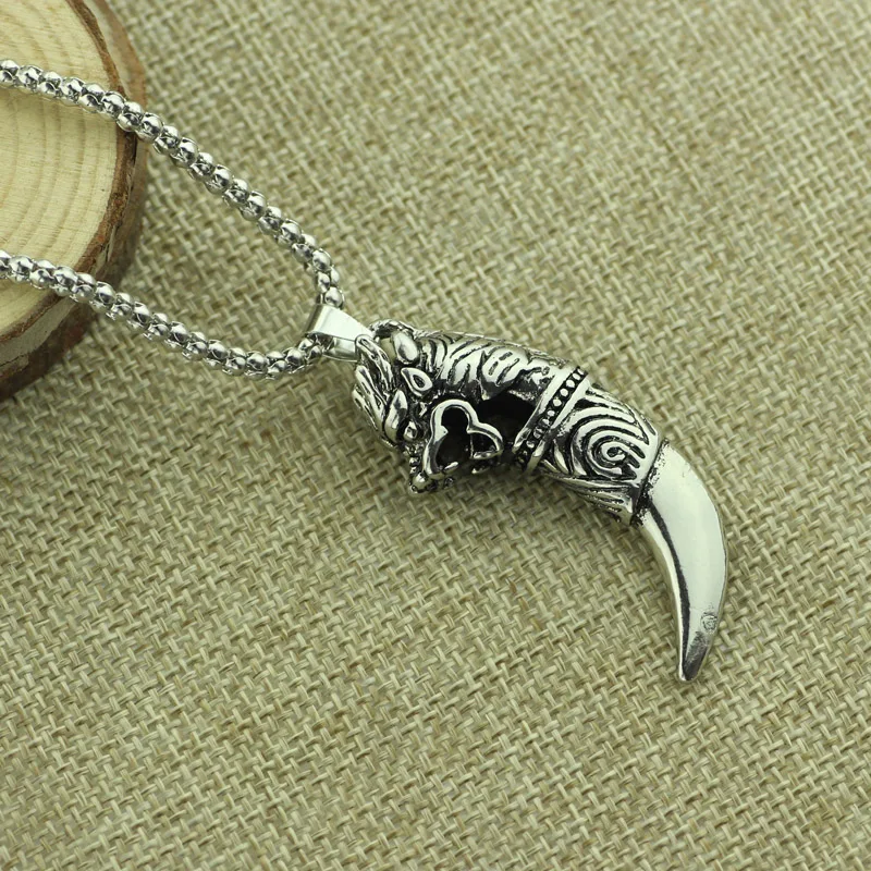 Волчий зуб языческий амулет Fenrir Vikings крутая Ювелирная подвеска с символикой