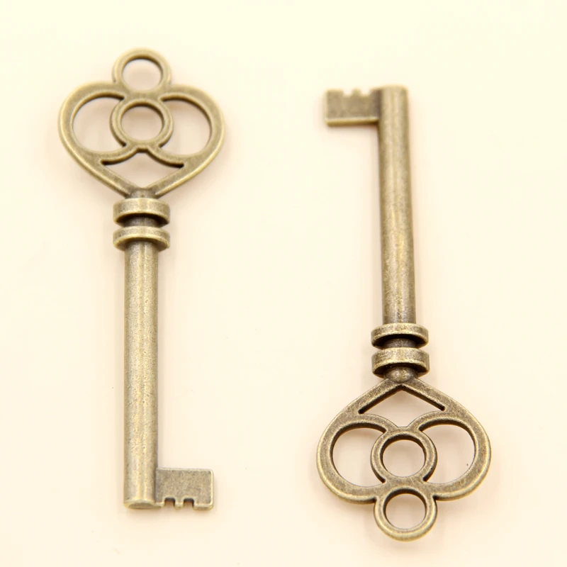 

Wholesale 10pcs Ancient Cyan Key Charms Pendants 20x59.5mm