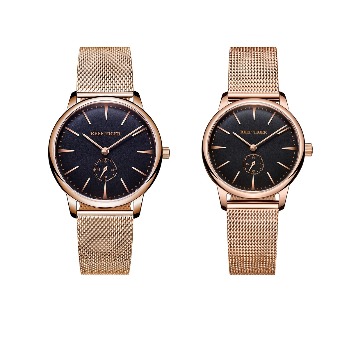 Reef Tiger/RT Роскошные винтажные часы ультратонкие парные кварцевые для мужчин и