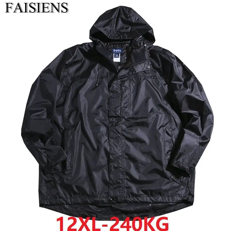 Мужские куртки размера плюс, большие 8XL, 9XL, 10XL, для улицы, с капюшоном, зима-осень, 11XL, 12XL, более размера, свободные куртки, водонепроницаемая куртка на молнии