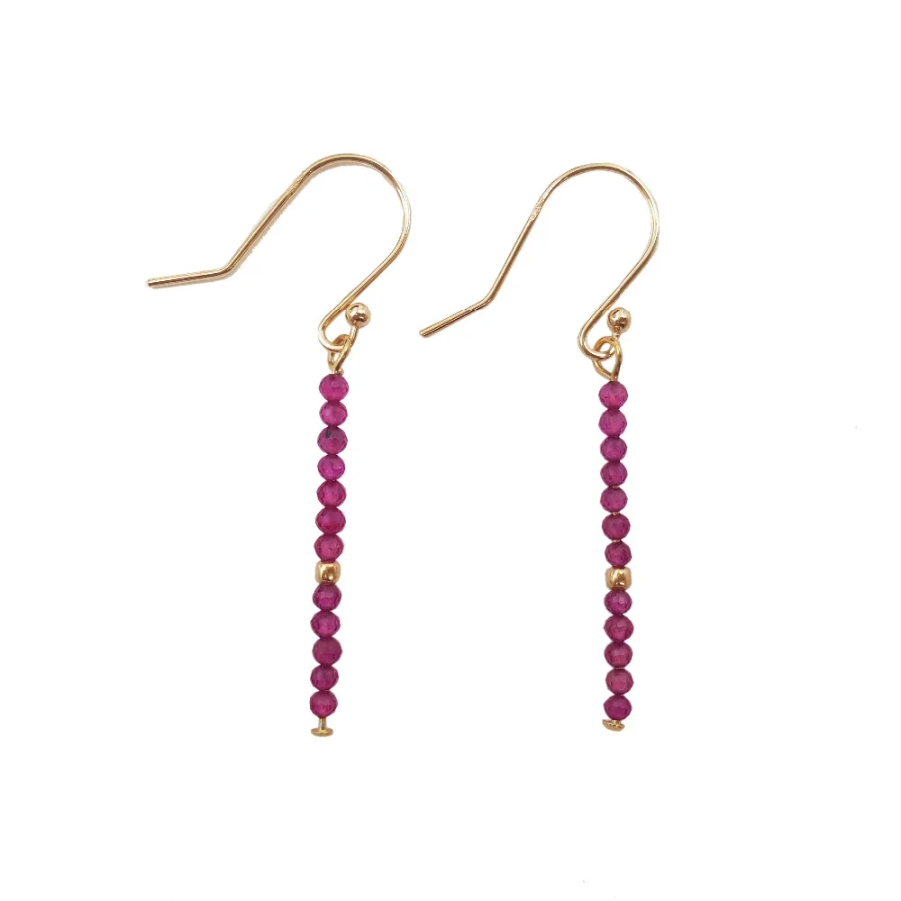 

Lii Ji Lab-created Ruby Beads 925 sterling silver Gold Color Drop Earrings
