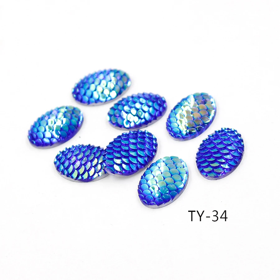 Fnixtar Resin Cabochons Oval Fish Scales Flat Back Cabochon Supplies for Jewelry Finding Fit 18x13mm Setting Base 20Piece/lot | Украшения и