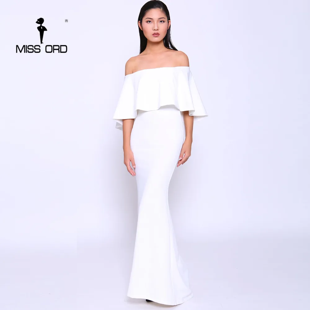 Yesexy 2018 сексуальная Slash шеи Off Shoulder Ruffle Летнее белое элегантное платье макси VR8539 |