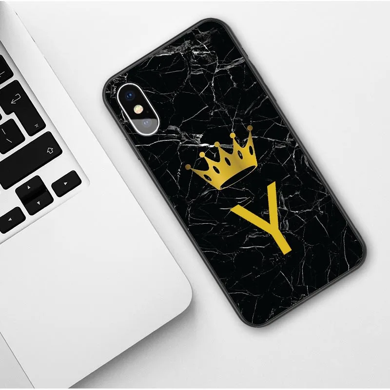 Чехол на заказ для iPhone X SE мягкий чехол 6 6s 7 8 Plus корона Буква A C D E F G H I J XS Max