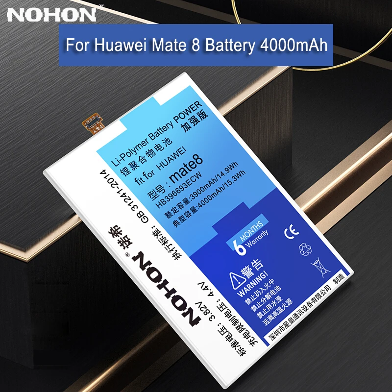 Nohon аккумулятор HB396693ECW для huawei mate 8 батарея мобильного телефона 3900 mAh 4000 бесплатные