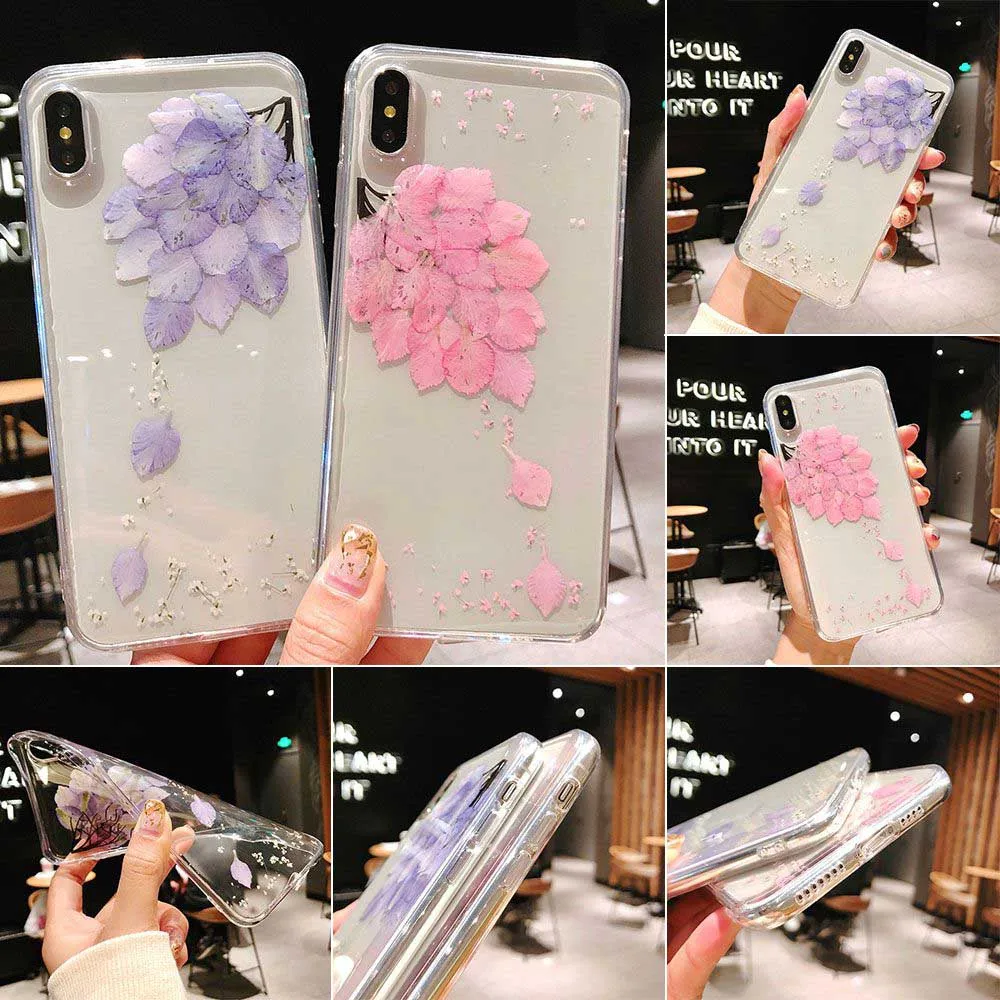 KISCASE Мягкий ТПУ чехол для iPhone 6 S Plus XS MAX X 7 8 5s настоящий цветок высушенный ручной