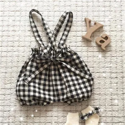 Plaid EnkeliBB детские шаровары для малышей, милые летние шорты на лямках для маленьких девочек, г. Новые милые свободные короткие штаны для маленьких мальчиков - Цвет: Plaid