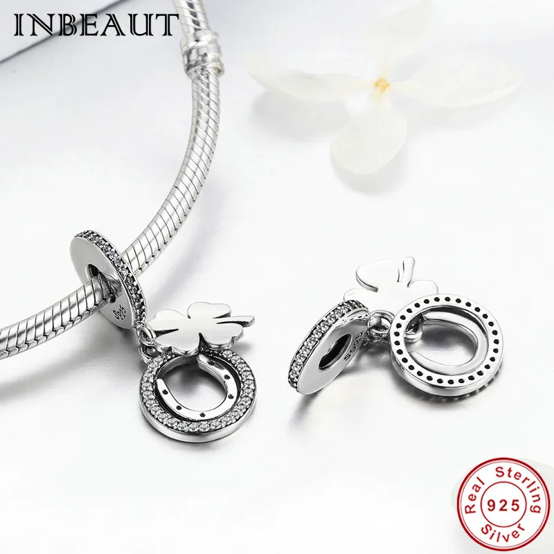 fit Europe Bracelet 925 Sterling Silver Round CZ Clover Charm Lucky 4 Leaf Pendant Beads for Bracelets&ampNecklaces Women DIY | Украшения и