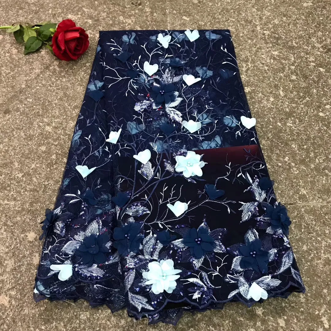 New Arrival African Appliqued Tulle Lace Fabric Wholesale Party Laces 2019 Popular 3D Rose Beaded French Fabrics | Дом и сад