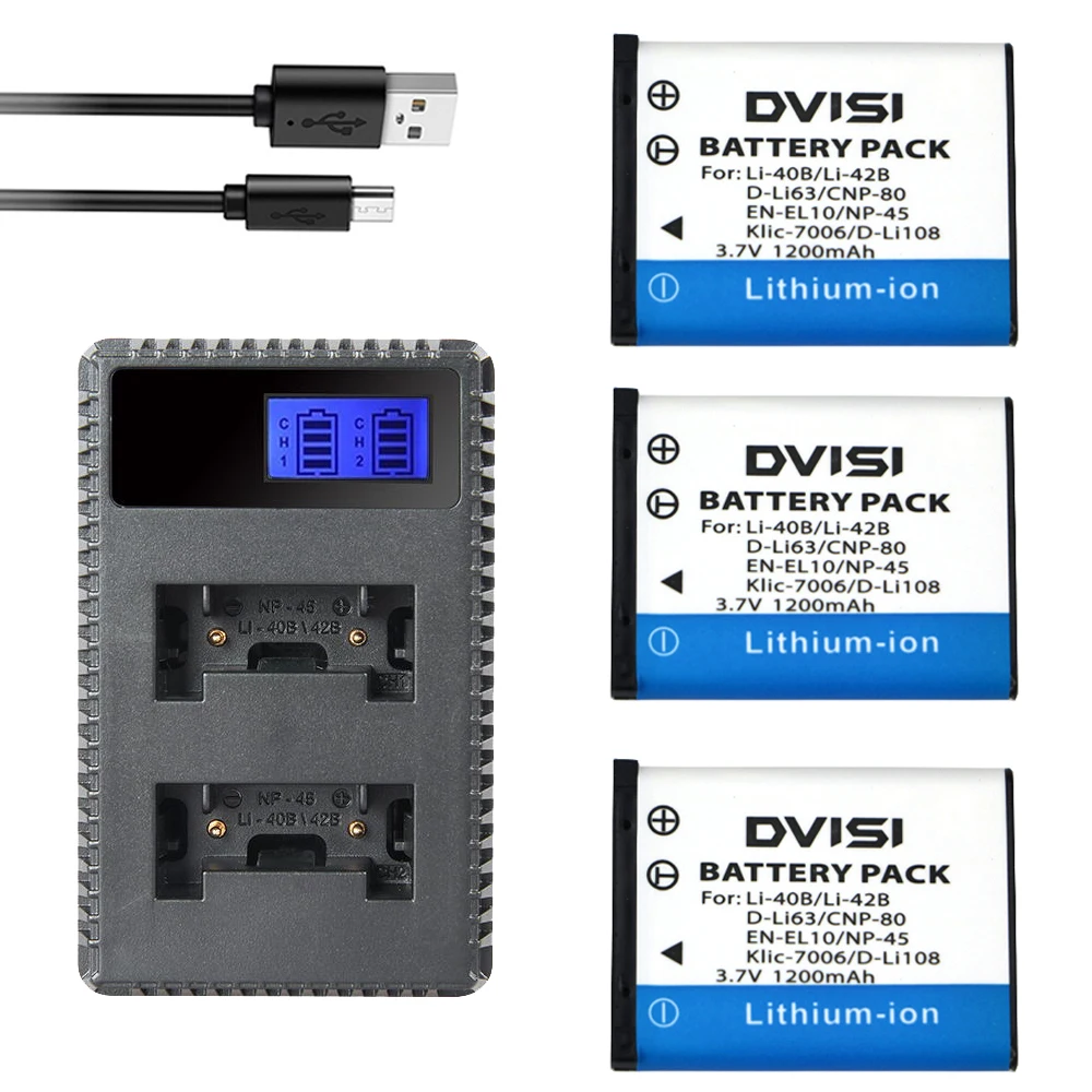 DVISI 3 шт. Li 40B ion аккумулятор 42B Замена Батарея + Dual USB ЖК дисплей зарядное устройство