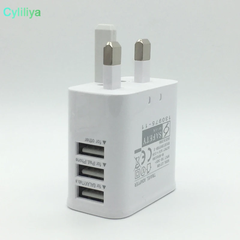 5 шт. 3 usb порта Великобритания ГБ Pin разъем устройство для зарядки из настенной