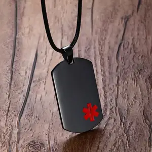 Мужские ожерелья из нержавеющей стали, медицинское оповещение ID Dog tag, ожерелье с подвеской в черном стиле унисекс, модные ювелирные изделия, Бесплатная гравировка