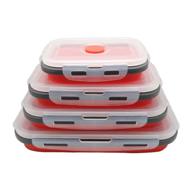 Пищевой Силиконовый складной контейнер для еды Bento Box Microwaveable переносной пищевой контейнер детский Ланч-бокс посуда для пикника миска для еды