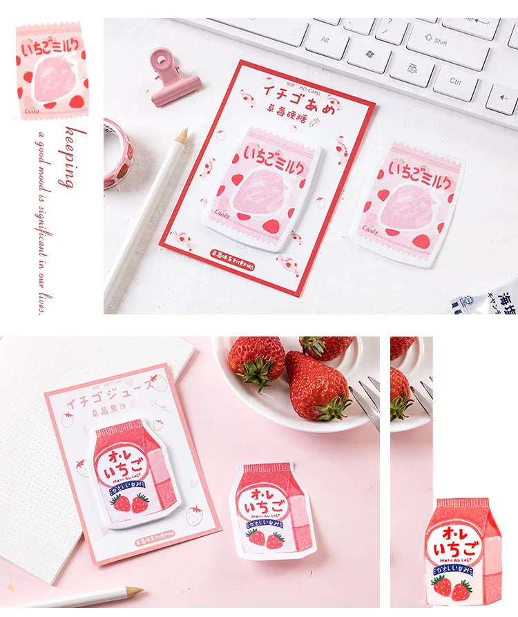Kawaii милые клубничное молоко клейкий стикер для заметок карандаш маркер блокнот для заметок повестки дня список набор канцелярских принадлежностей sl1922