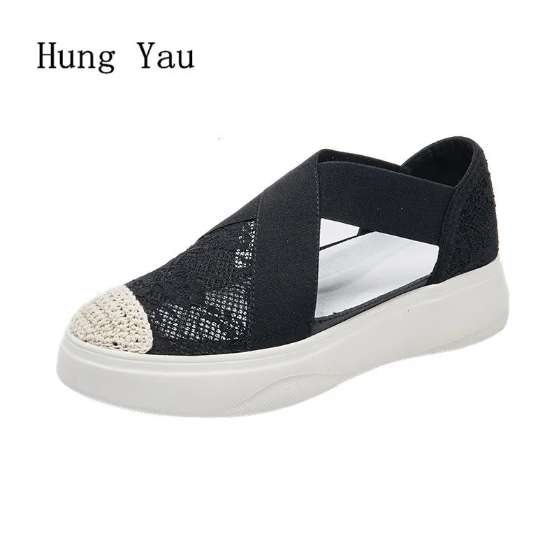 

Women Flats Loafers Casual Shoes Summer Fashion Shallow Breathable Shoes Woman Slip On Round Toe Platform Hollow Comfortable