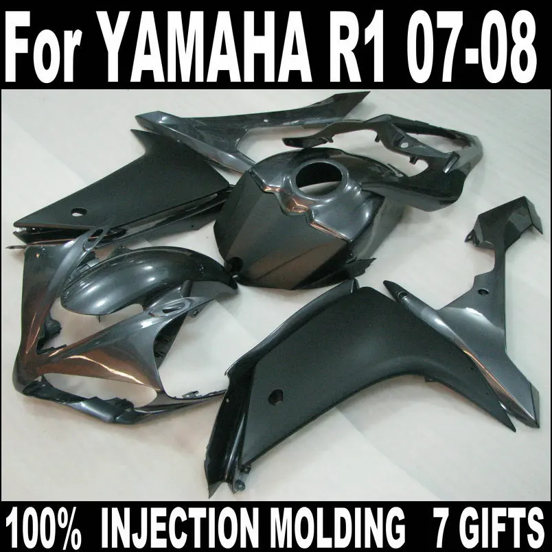 Высокое качество ABS Обтекатели для Yamaha впрыска R1 2007 2008 Черный Серебряный