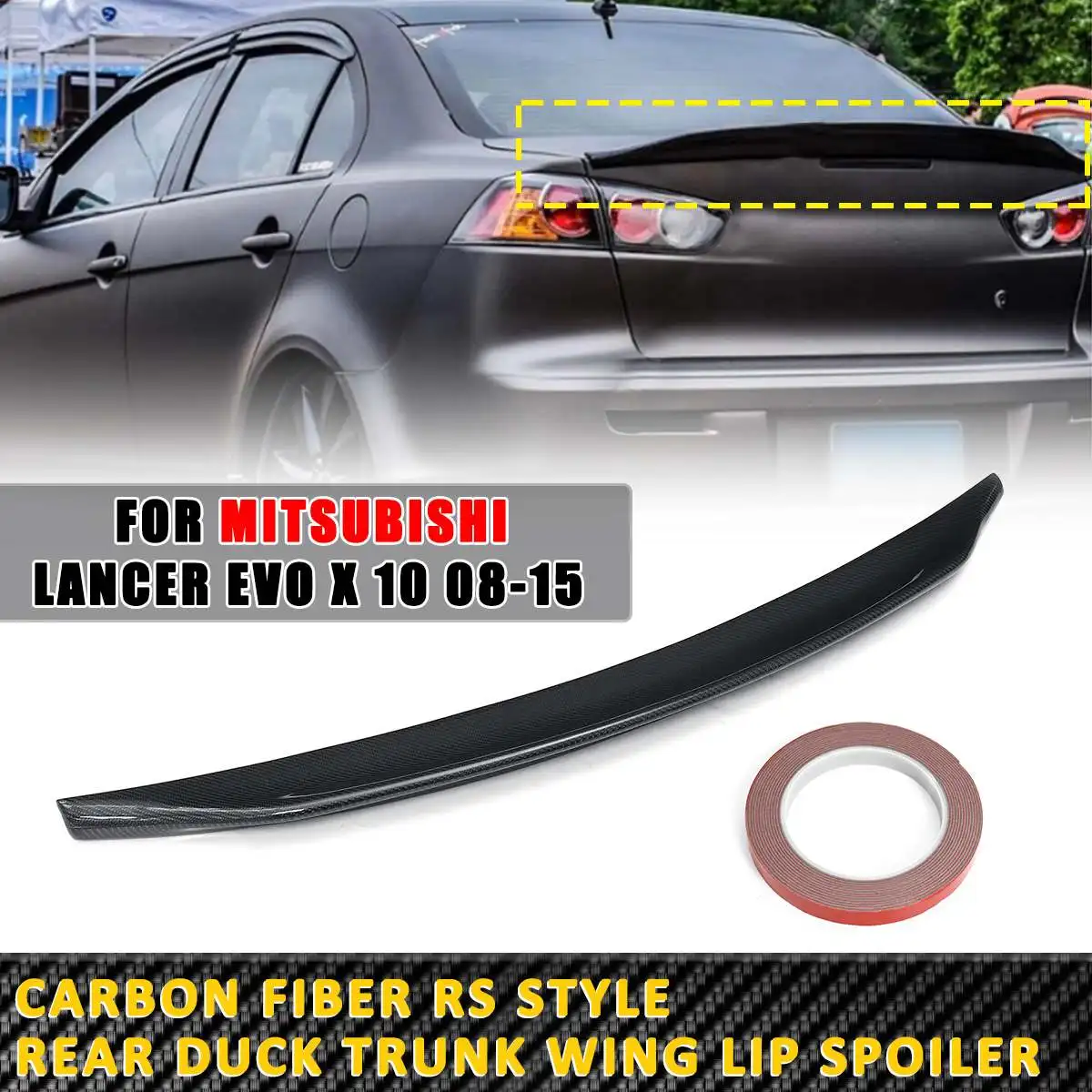 Углеродное волокно RS Стиль задний багажник крыло спойлер для Mitsubishi Lancer EVO X 10 2008- Duckbill стиль спойлер