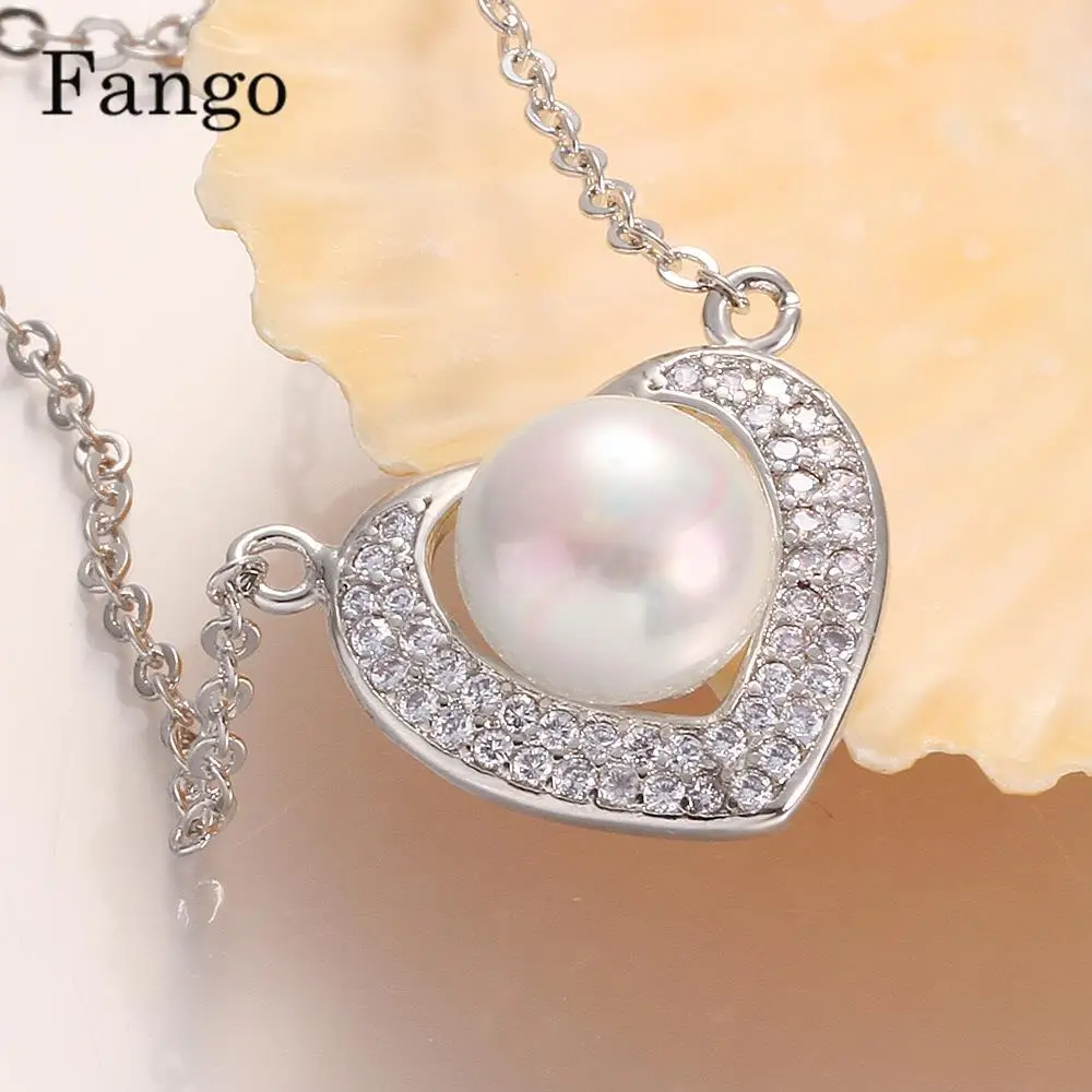 2017 Мода Сердце Женщины Кулон Классический Белый Жемчужное Ожерелье и Ювелирные