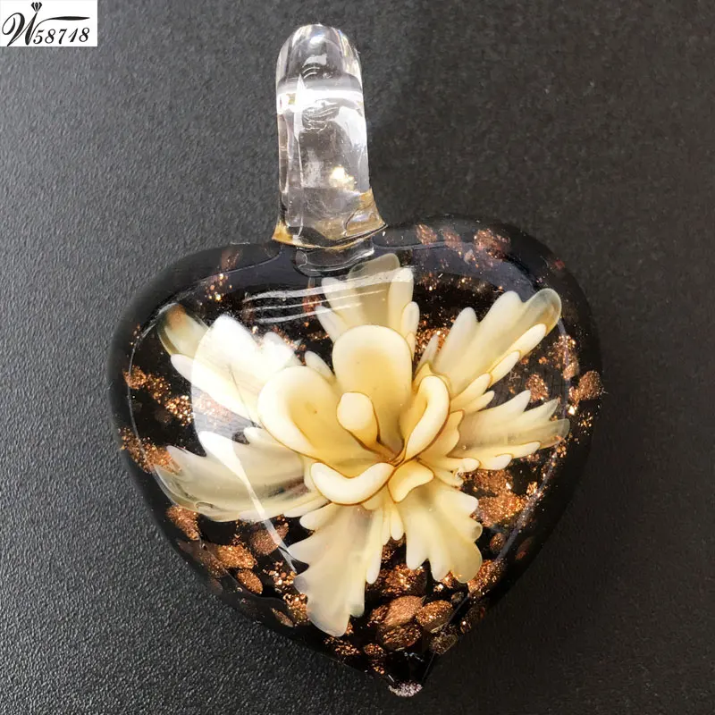 Бесплатная доставка Красивая ювелирные изделия 31x38 мм Lampwork Стекло цветок Для
