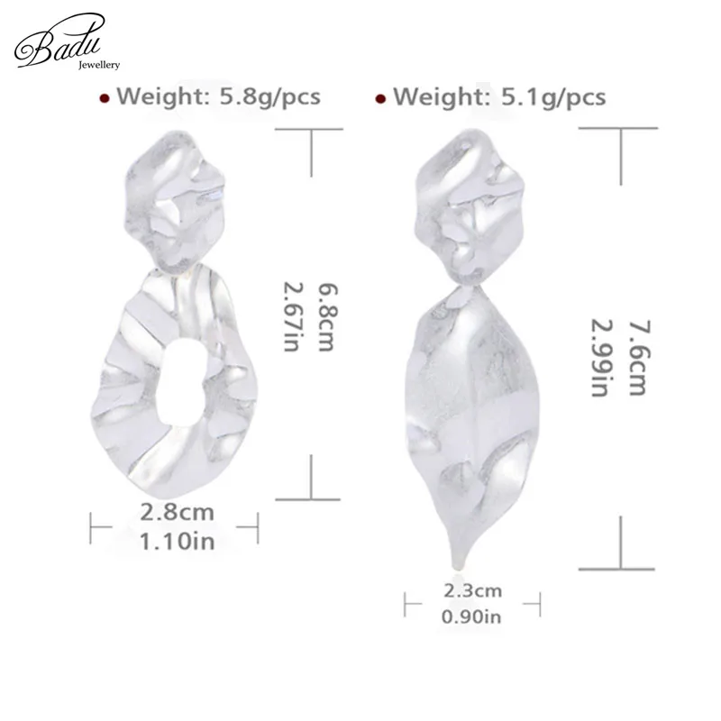 

Badu Big Metal Earrings for Women Vintage Frosted Gold Earring Exaggerated Jewelry Gift for Girls Wholesale