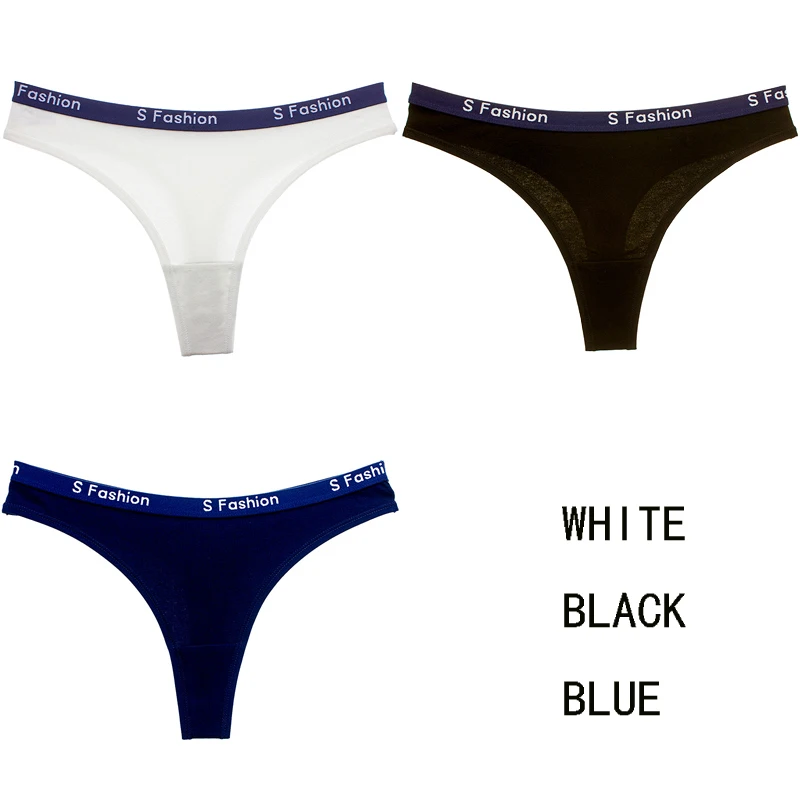 whiteblackblue JERRINUT, 3 шт., сексуальные трусики, стринги, нижнее белье для женщин, бесшовные трусики, Спортивное нижнее белье с буквами, хлопковые стринги, женские трусы - Цвет: whiteblackblue