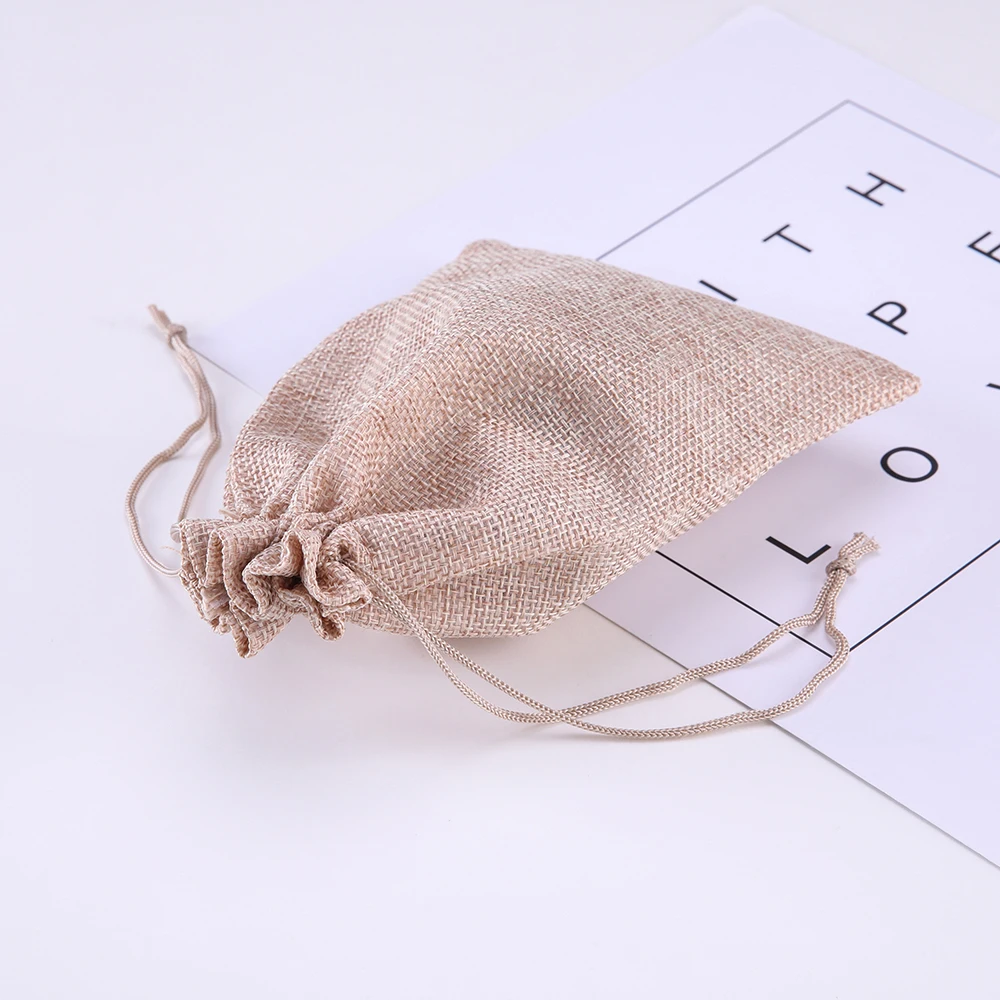 

Myshape Drawstring Pouch Bags Jewelry Packaging Bag Birthday Gift Cotton Linen Small Cloth Bag to pack jewelry 10pcs a lot