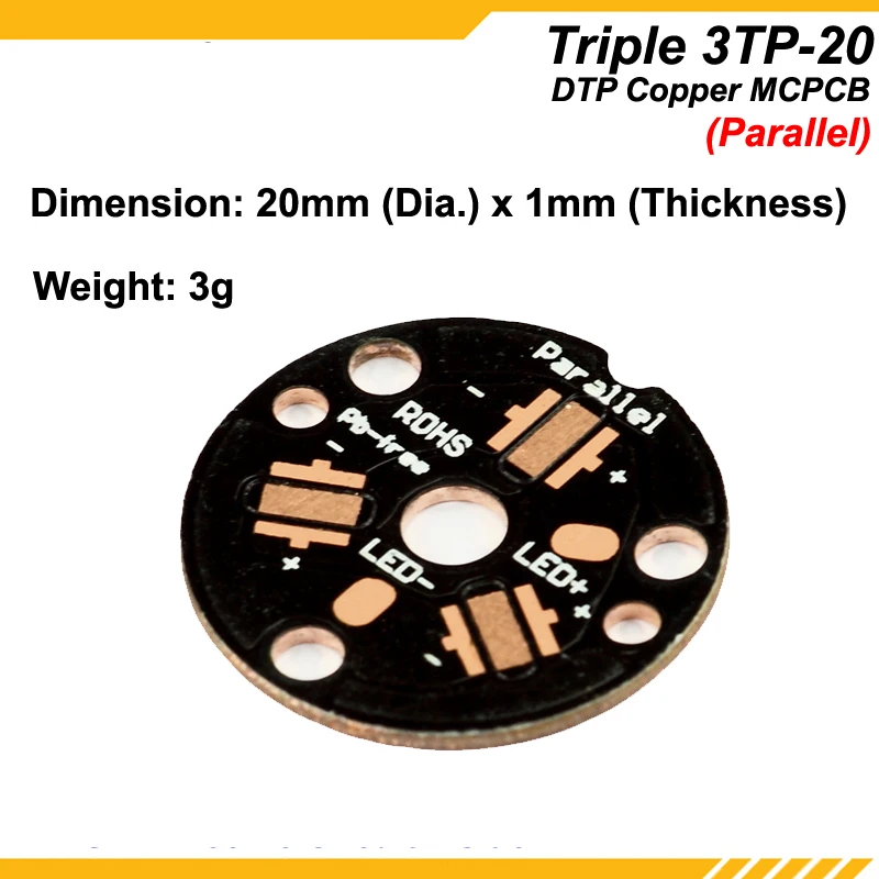 KDLITKER Triple 3TP 20 DTP медная MCPCB для серии Cree XP/Nichia серий 3535 светодиодов параллельные или