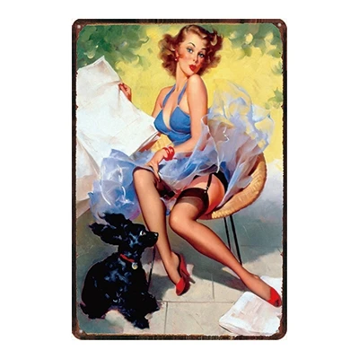 Pin Up Girl Оловянная металлическая табличка, металлическая винтажная настенная табличка для паба, кафе, магазина, домашний художественный декор, железный плакат, Куадрос, DU-2280 - Цвет: DU2298