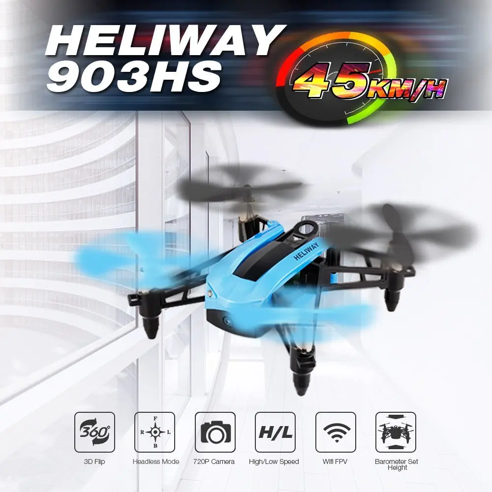 HELIWAY 903HS 2,4 ГГц высокоскоростной селфи Дрон гоночный Квадрокоптер wifi FPV 720 P 2.0MP HD камера стабилизация высоты g-сенсор RC Квадрокоптер