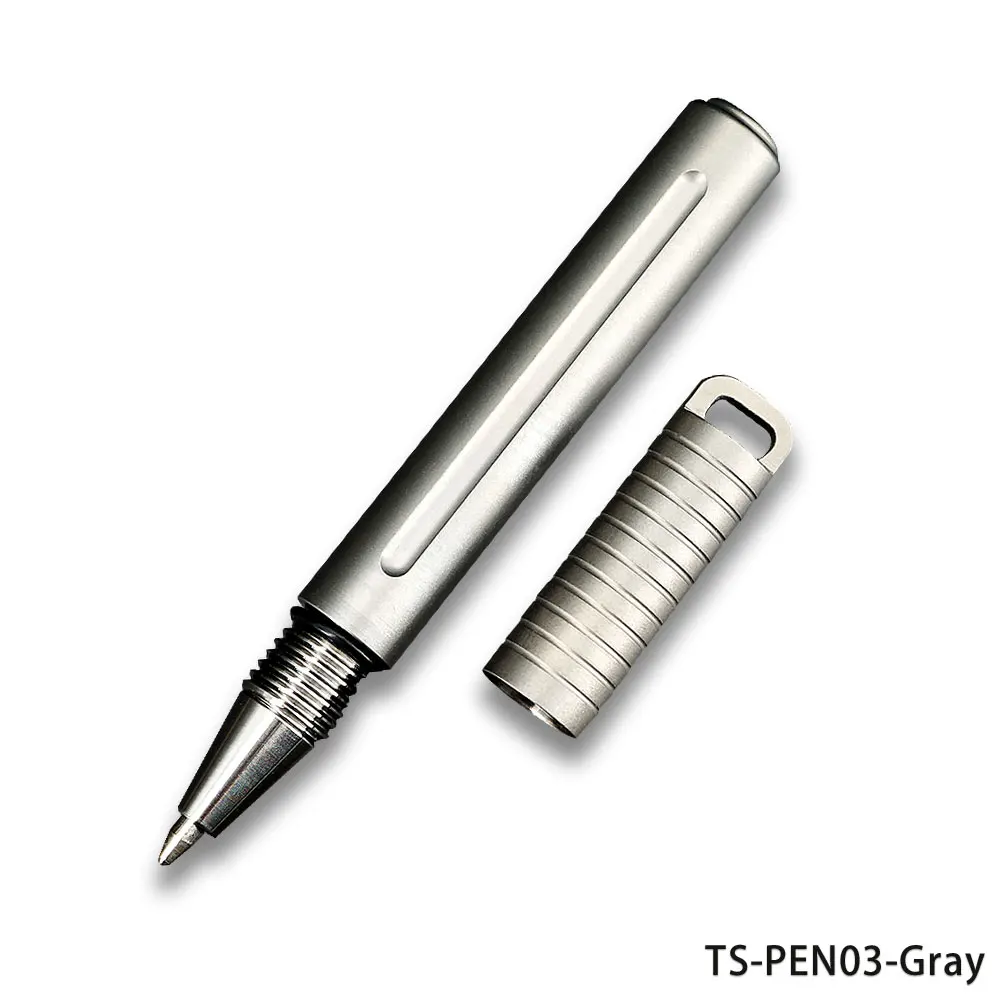 Gray TWOSUN мини TC4 титановый сплав ручка для деловых подписей ручка замок ручка с кольцом для ключей наружные инструменты Карманный EDC TS-PEN03 - Цвет: Gray