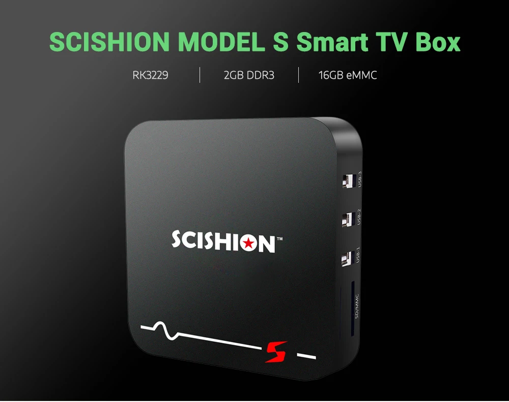 Scishion Model S Android 8,1 4k смарт ТВ коробка RK3229 4 ядра 2G Оперативная память 16 Гб Встроенная память Media Player 2,4 ГГц Wi-Fi 100 Мбит/с, комплект компьютерной приставки к телевизору