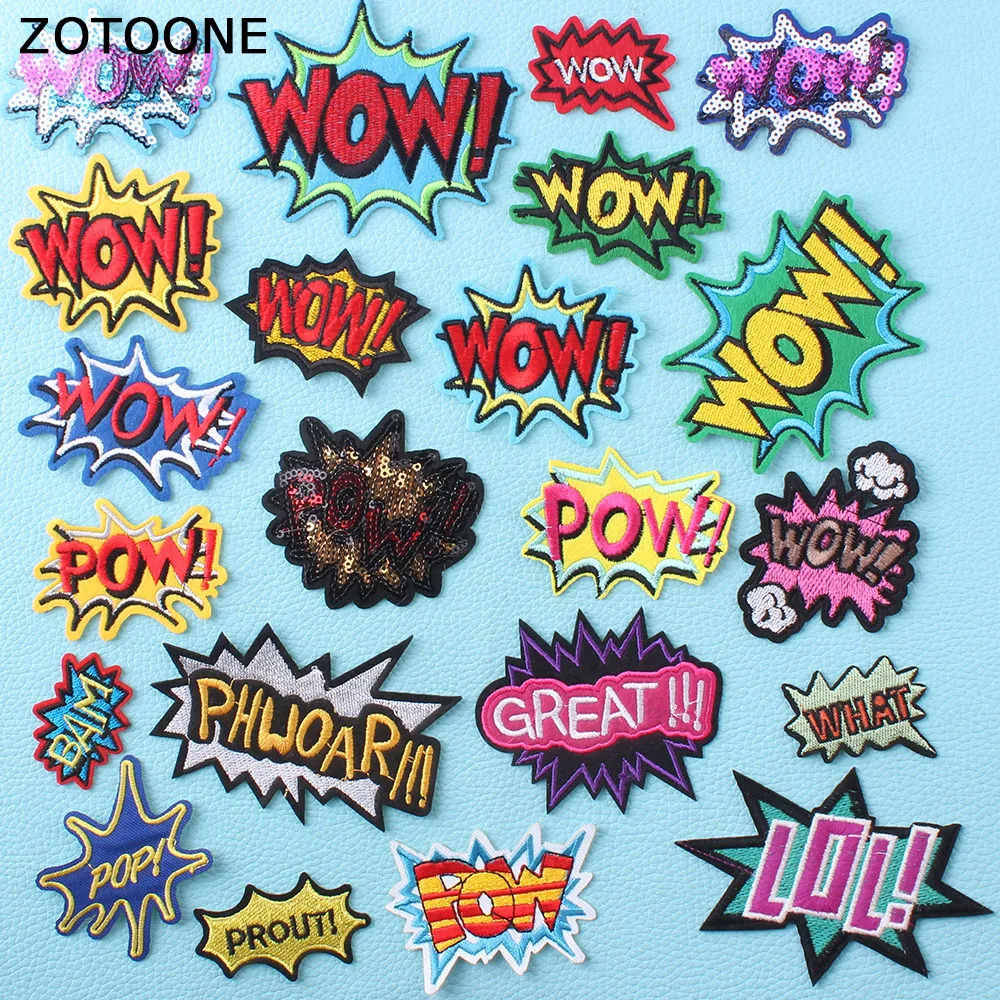 Нашивки ZOTOONE Wow с вышивкой надписей для одежды самодельные нашивки утюгом детей