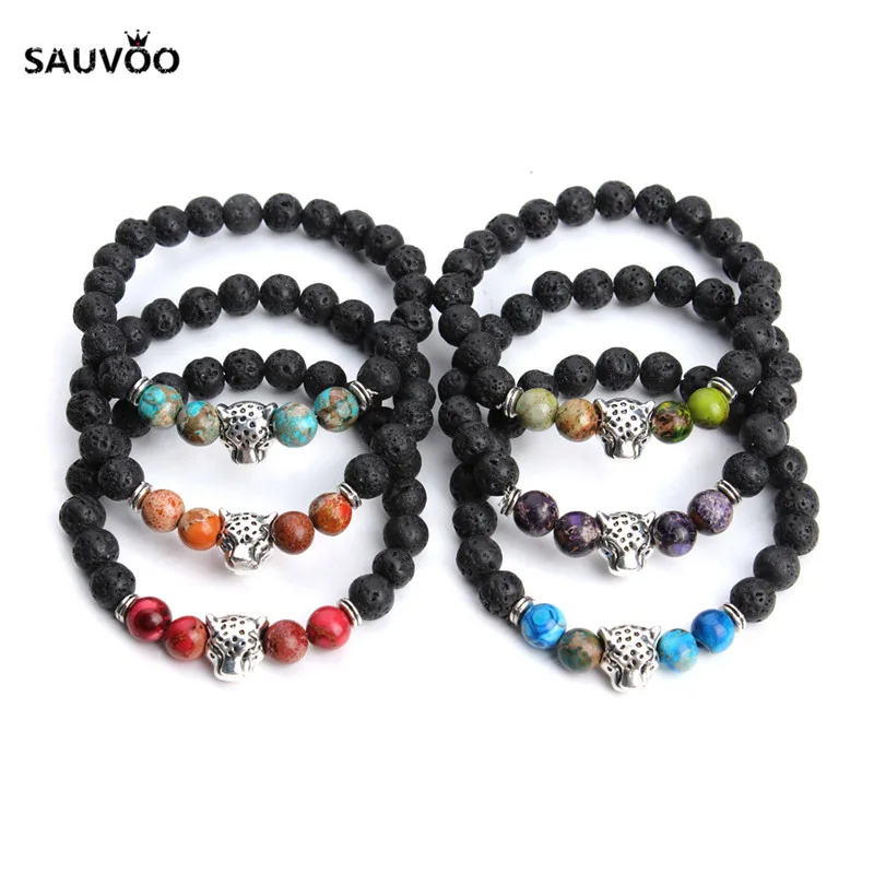 Мужской винтажный браслет Sauvoo с подвеской в виде головы леопарда | Украшения и