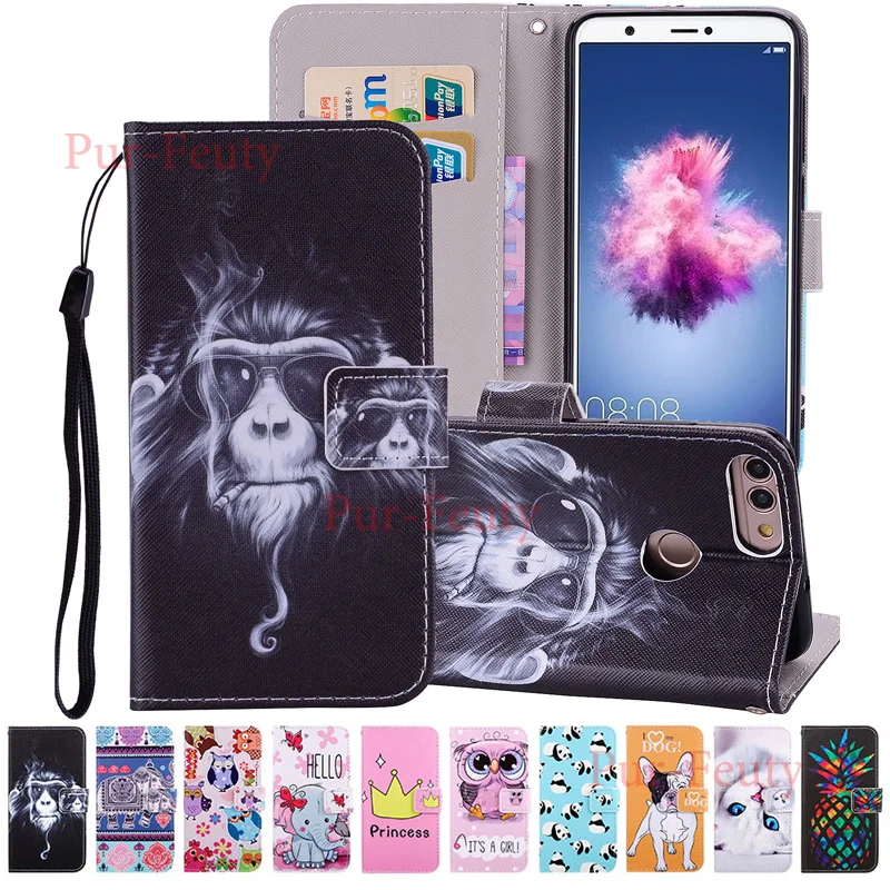Флип чехол для Huawei P smart FIG LX1 LX2 Стильный кошелек чехлы Enjoy 7 S l21 кожаный