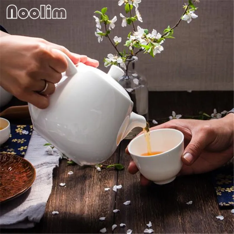 Элегантный китайский чайный горшок из белого костяного фарфора, керамический чайник, цветочный чайник с фильтром, качественные украшения, подарки