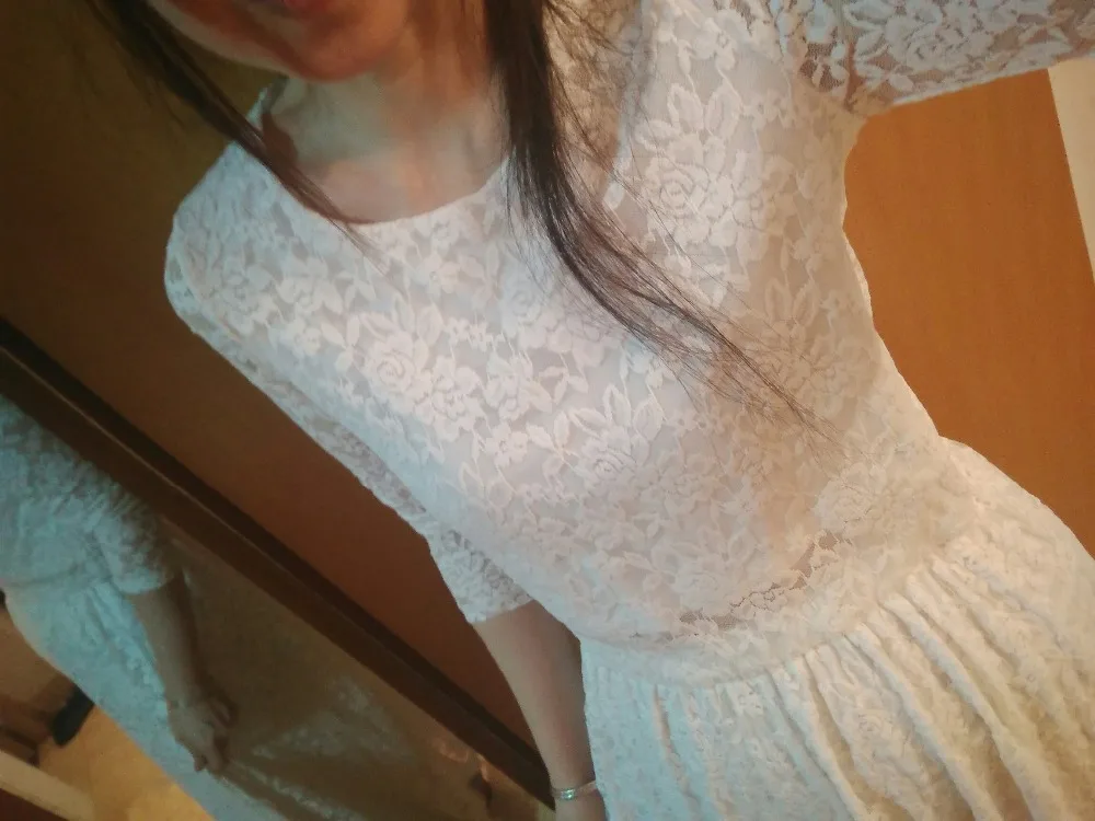 Женское свадебное платье It's yiiya белое кружевное из двух предметов длиной до