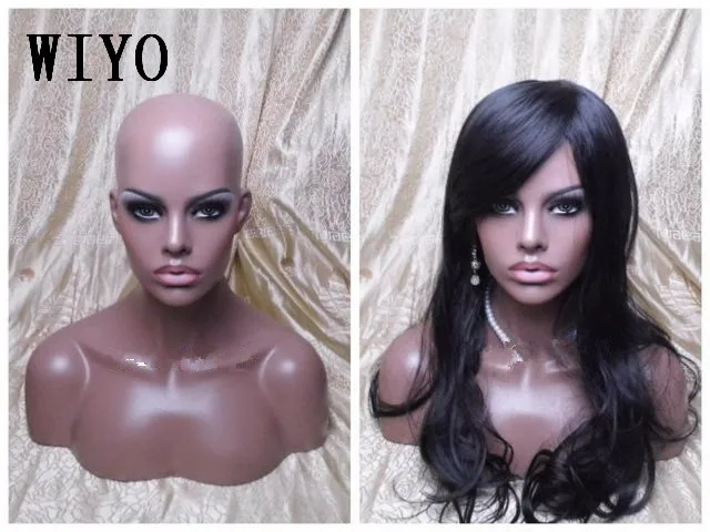 Реалистичный Черный стекловолокно женский голова манекен для парика бюст шляпы стекло парики Дисплей|mannequin