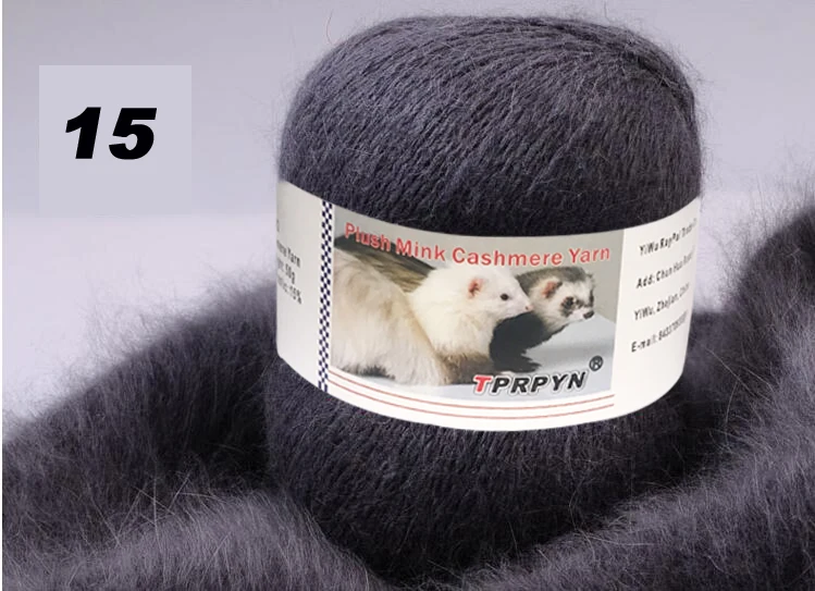 TPRPYN, 2 шт. = 100 г, пряжа для вязания норки, роскошный мех, мохнатая кашемировая пряжа для ручного плетения, теплая мягкая пряжа NL1011 - Цвет: 15 dark gray