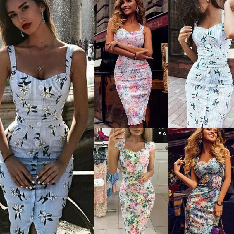 Женское платье с цветочным принтом синее/розовое длинное вырезом на плечах и