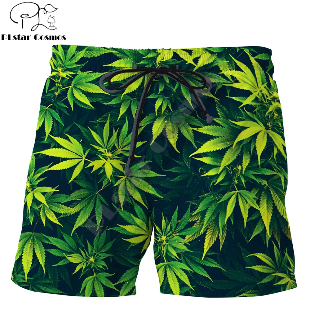 

PLstar Cosmos 2019 New summer vibes shorts Green weed 3D Printed Male/Female streetwear Harajuku Casual Shorts