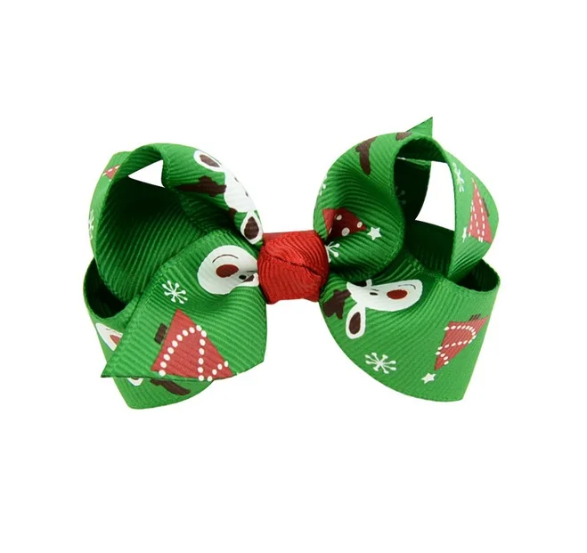12 шт./лот Рождественский бант для волос маленьких девочек Рождество снег Бутик