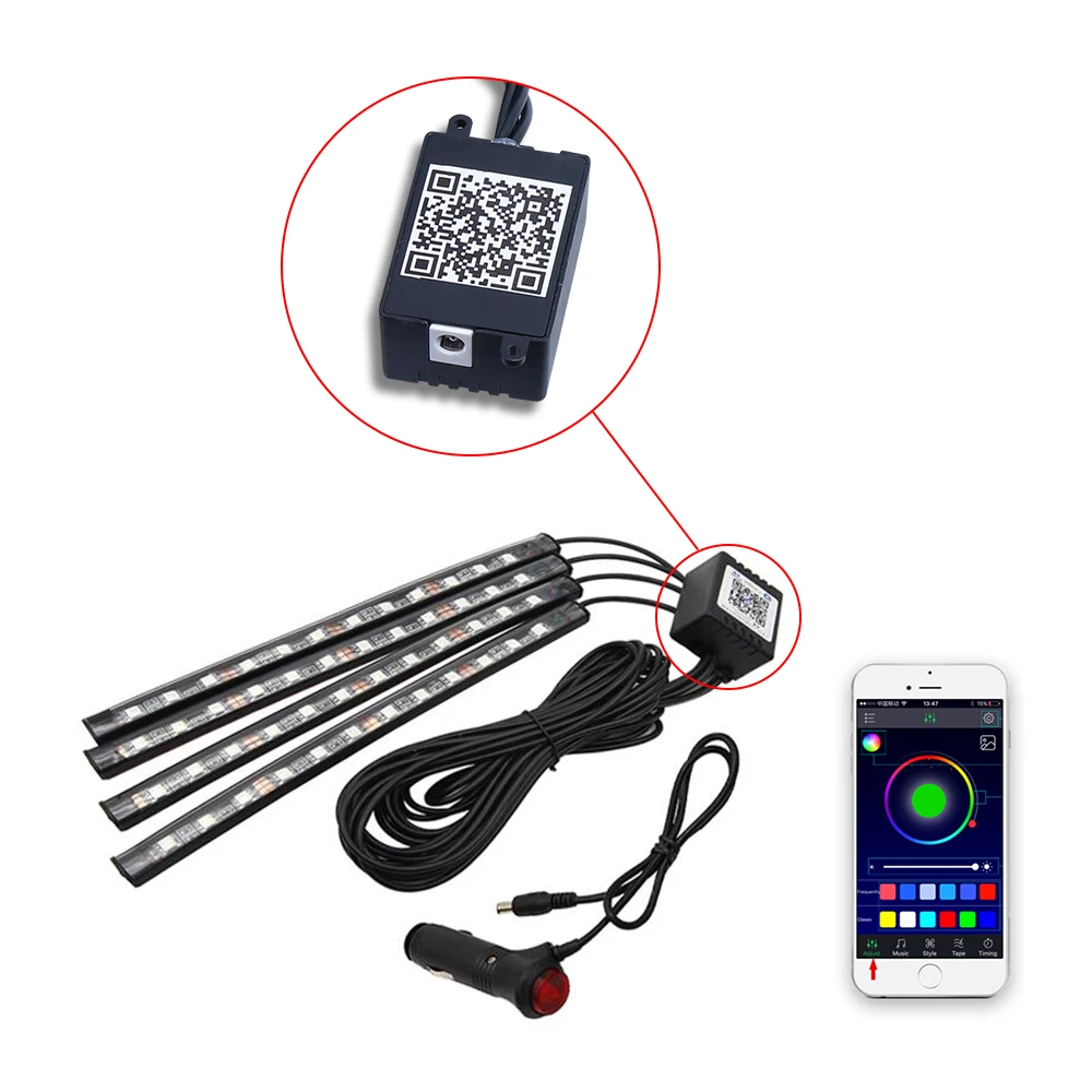 APP Remote control Автомобильный RGB светодиодный DRL светильник с дистанционным управлением/музыкой/голосовым управлением, декоративный светильник для пола, сигаретный светодиодный светильник RGB - Испускаемый цвет: APP Remote control
