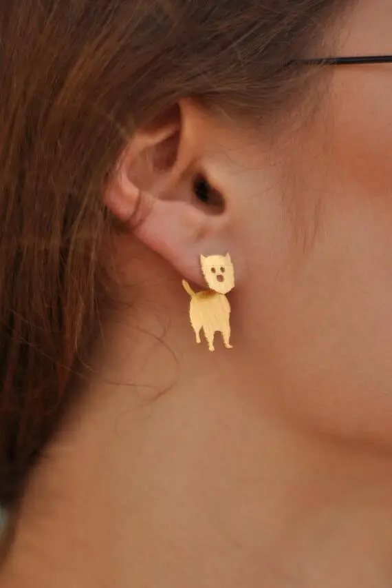 

Wholesale Westie Earring , Dog Ear Earring , Front Back Earring , West Highland Terrier Dog Jewelry