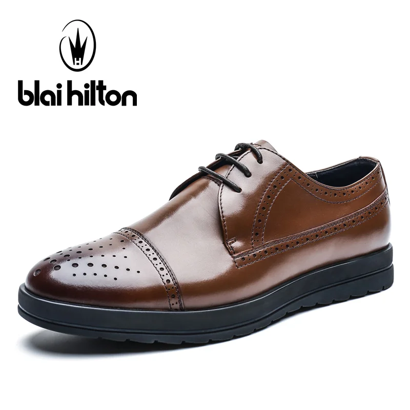 Мужские туфли из натуральной кожи Blai черные Повседневные Дышащие в деловом стиле